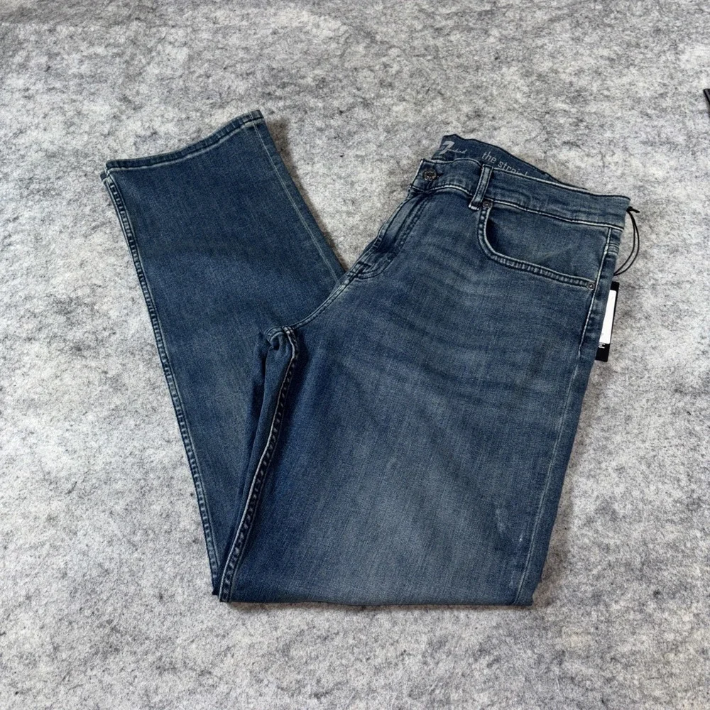 7 For All Mankind Jeans Mens 36x32 Blue The Straight Breckenridge Denim Stretch - Picture 1 of 11